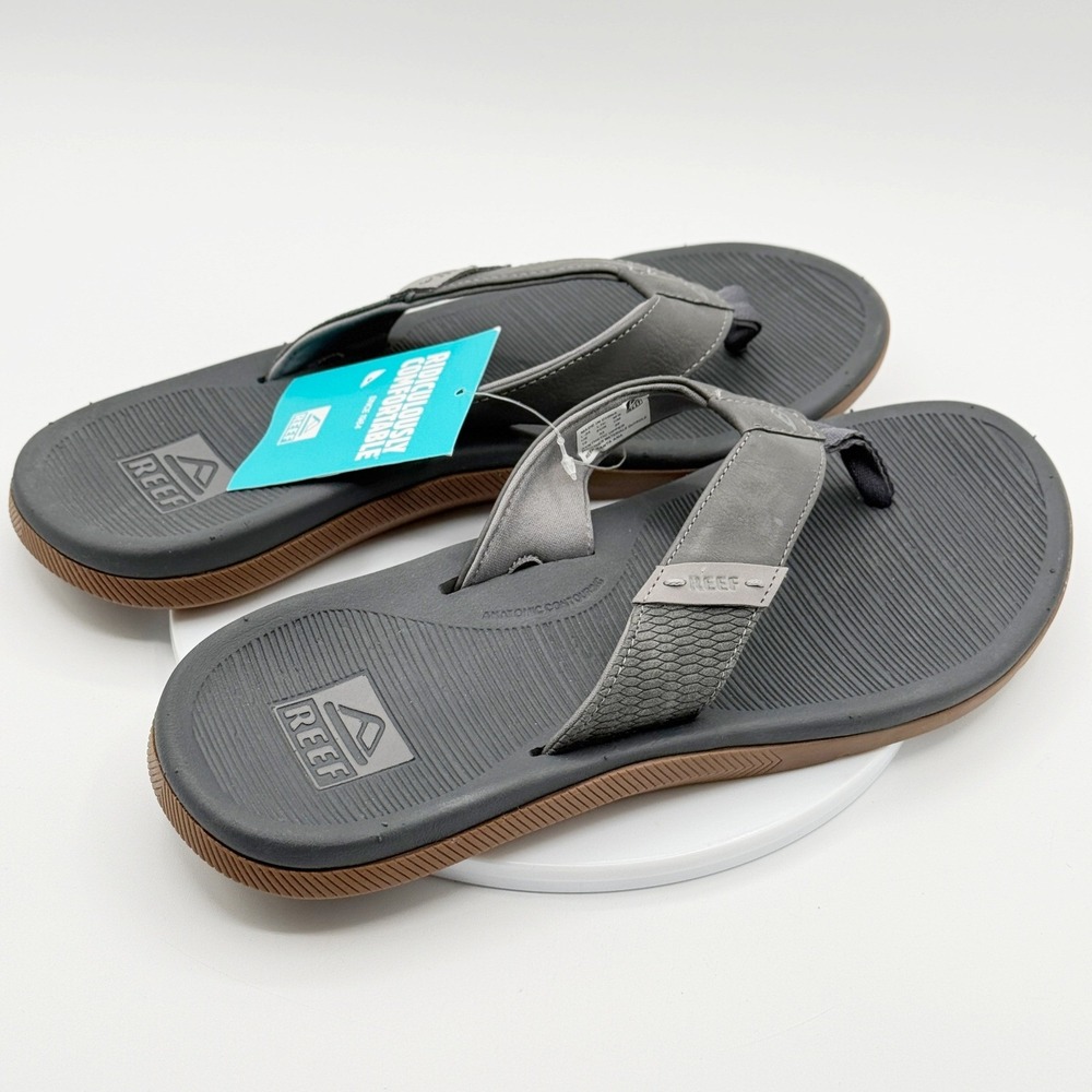 Reef Santa Ana Flip Flops Mens Size 8‎ Grey Cushion Comfort - NEW
